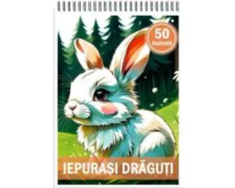 Carte de colorat, 50 de ilustratii, Iepurasi draguti