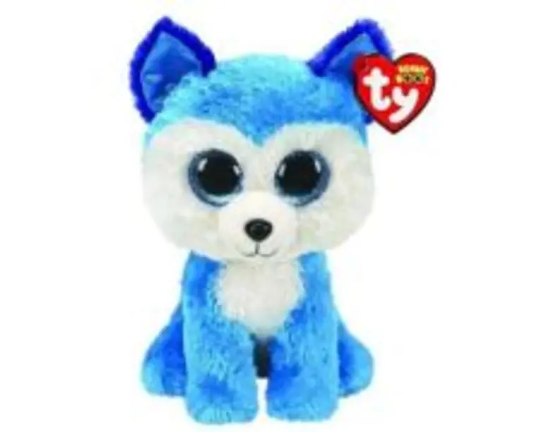 Catelus de plus Husky Ty, albastru, 24 cm