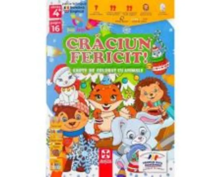 Craciun fericit. Carte de colorat cu animale