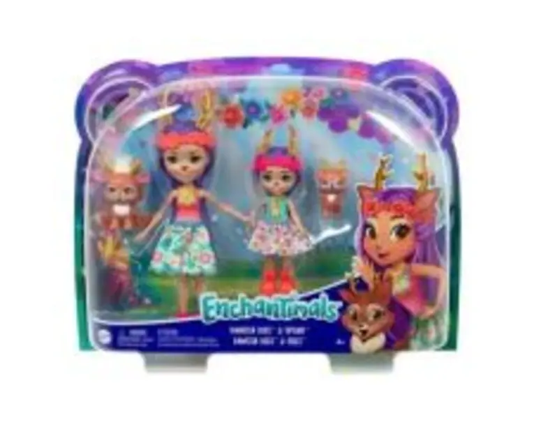 Enchantimals set papusi surori si animalutele lor. Danessa Deer cu Sprint si Danetta Deer cu Fleet