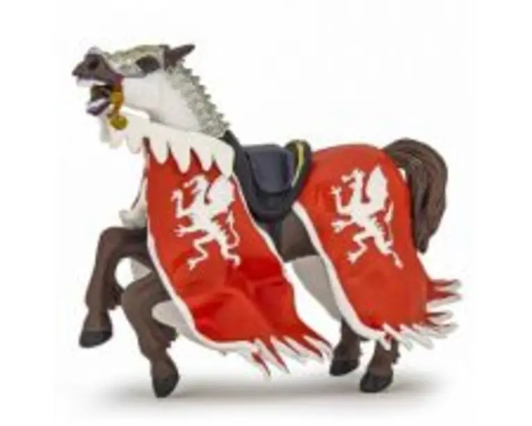 Figurina Papo calul regelui cu blazon dragon rosu