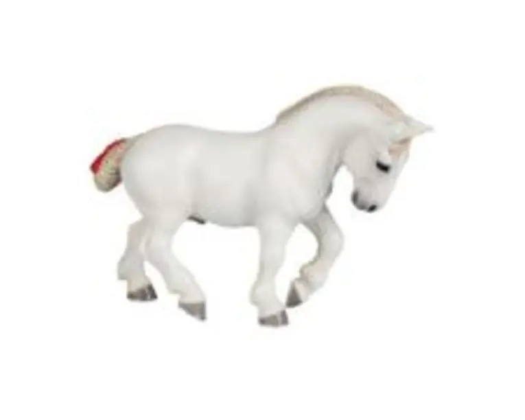 Figurina Percheron alb cal de povara, Papo