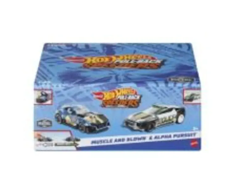 Set 2 masinute metalice pull back muscle and blown si alpha pursuit 1: 43, Hot Wheels