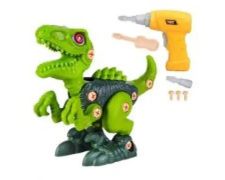 Jucarie Interactiva si Educativa de Constructie Dinozaur Velociraptor, cu Bormasina