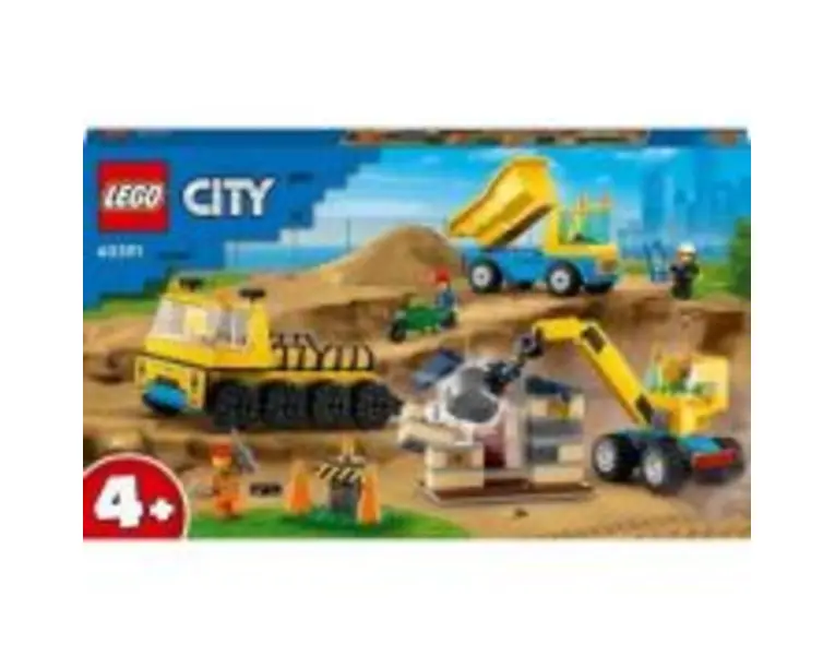 LEGO City. Camioane de constructie si macara cu bila pentru demolari 60391, 235 piese