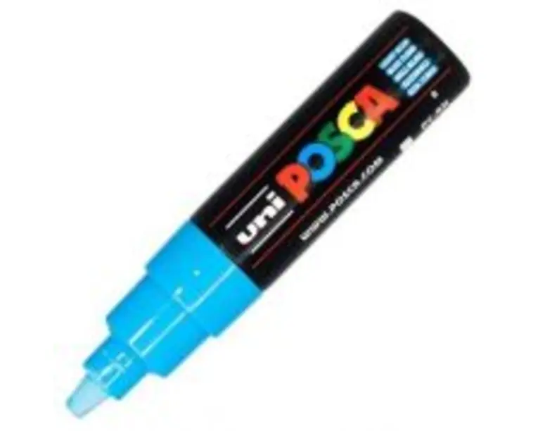 Marker UNI PC-8K 8. 0 mm, varf tesit, albastru deschis, Posca (M100)