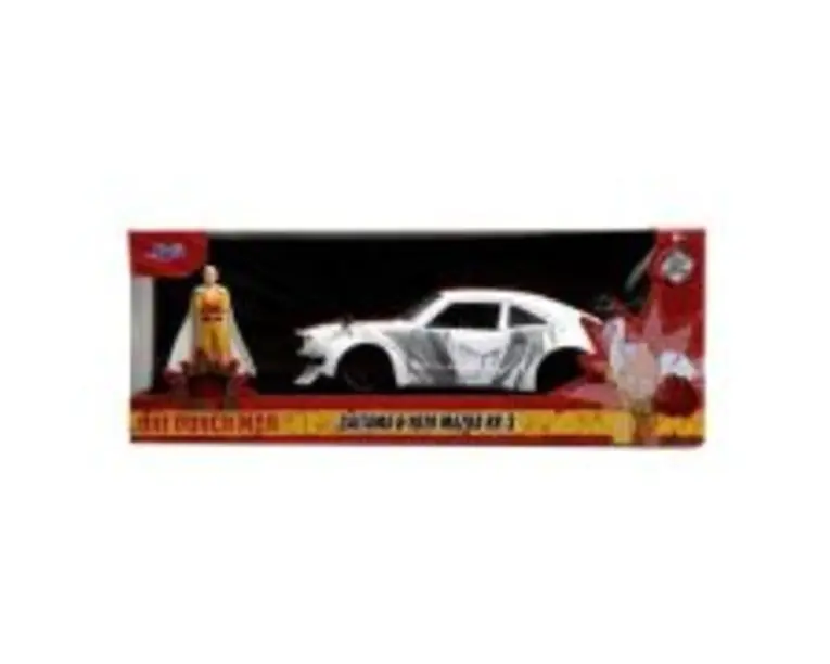 Set masinuta metalica Mazda RX 3 si figurina Saitama, Jada One Punch Man
