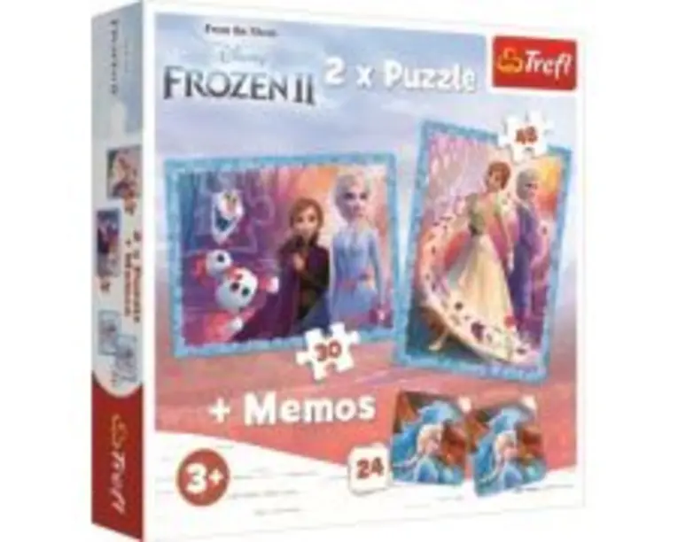 Puzzle 2in1 Memo Frozen tinutul misterios, Trefl