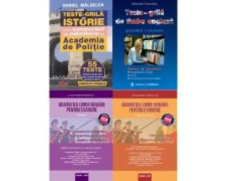 Pachet complet Admitere Academia de Politie Gramatica limbii romane, Notiuni, Exercitii si Grile. Teste grila de istorie Teste grila de limba engleza.