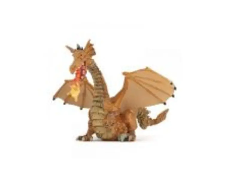 Figurina dragon auriu inaripat cu flacara, Papo