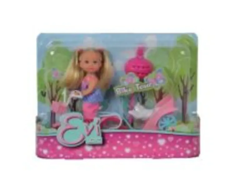 Papusica Evi cu pantaloni si animalut la plimbare cu bicicleta, Steffi Love