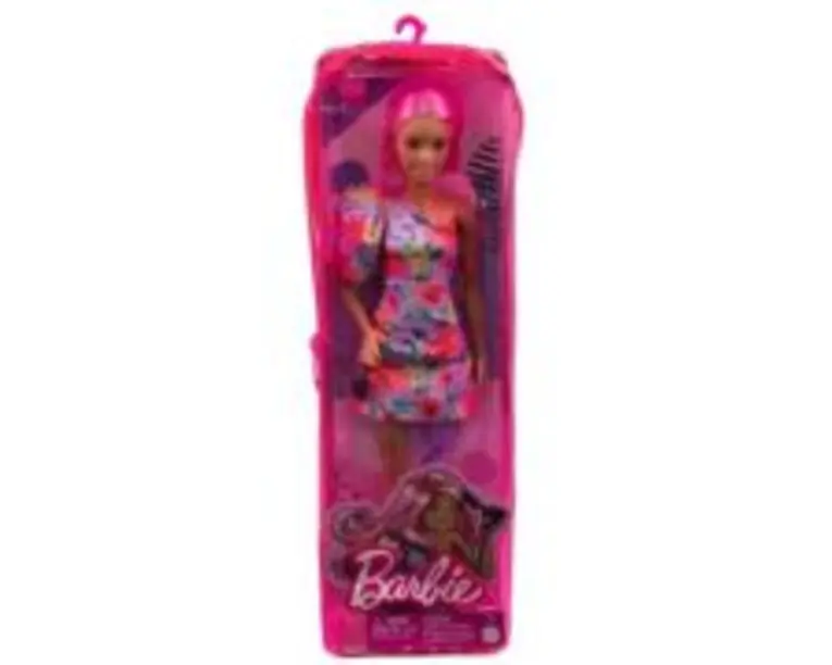 Papusa cu par roz si picior protetic Barbie Fashionista