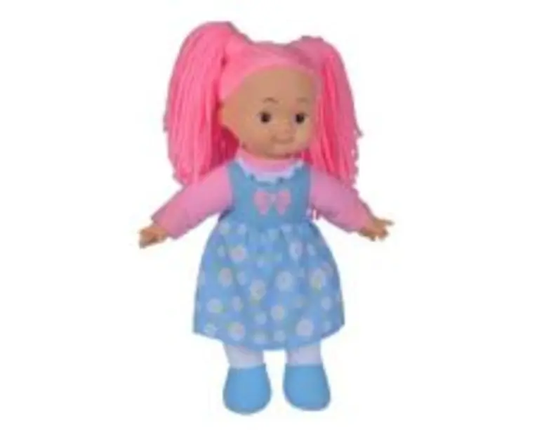 Papusa cu par roz flower dolly din material textil, Simba