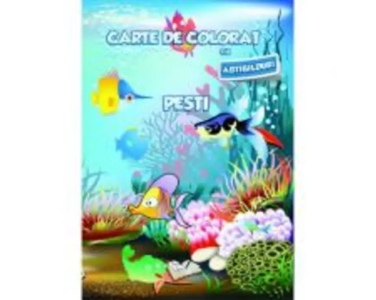Carte de colorat cu abtibilduri. Pesti