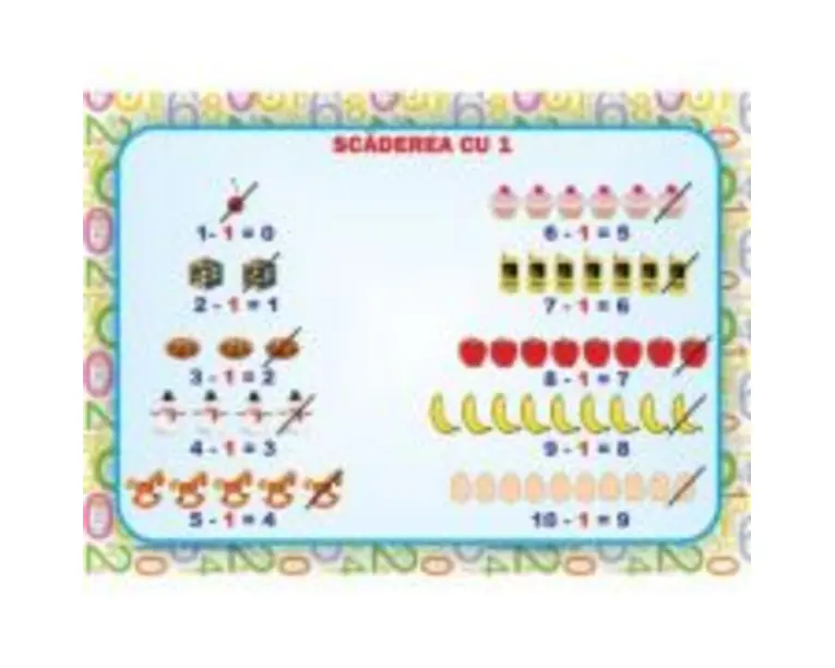 Planse Scaderea de la 0 la 10 - Set 8 planse