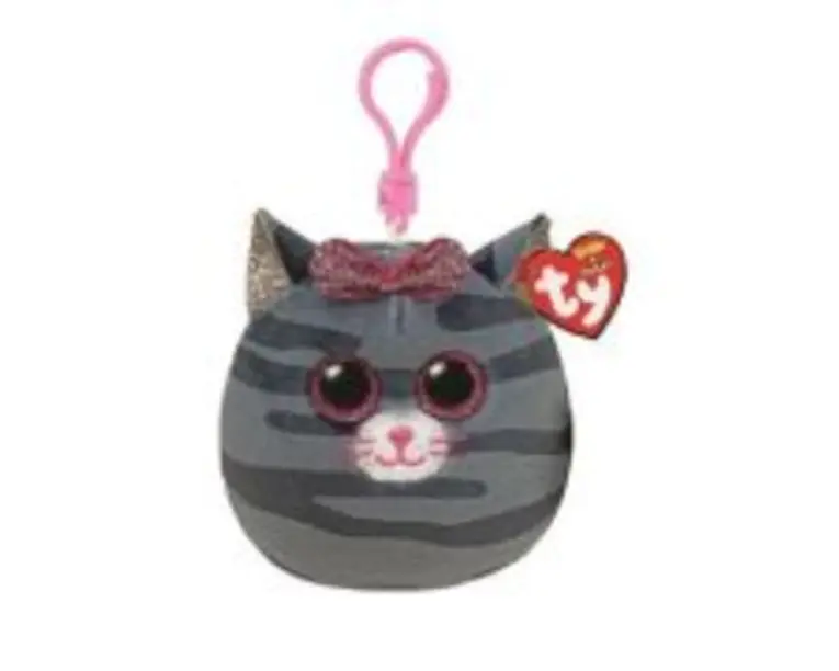 Plus breloc 8. 5 cm Squishy Beanies Kiki Pisicuta gri, Ty