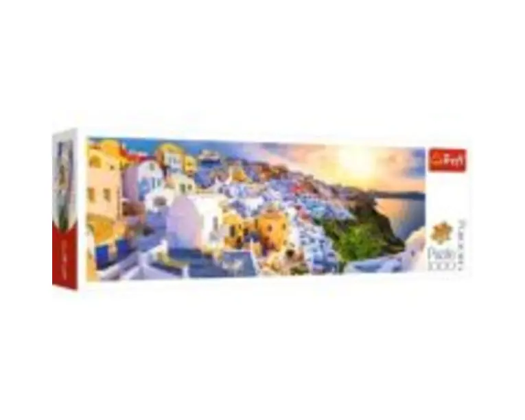 Puzzle 1000 piese. Panorama Apus in Santorini, Trefl