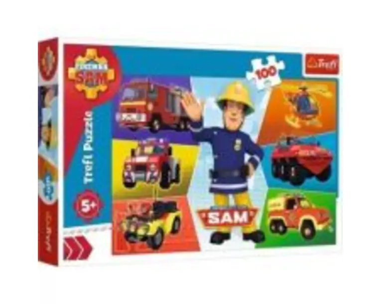 Puzzle 100 piese, Masinile Pompierului Sam, Trefl