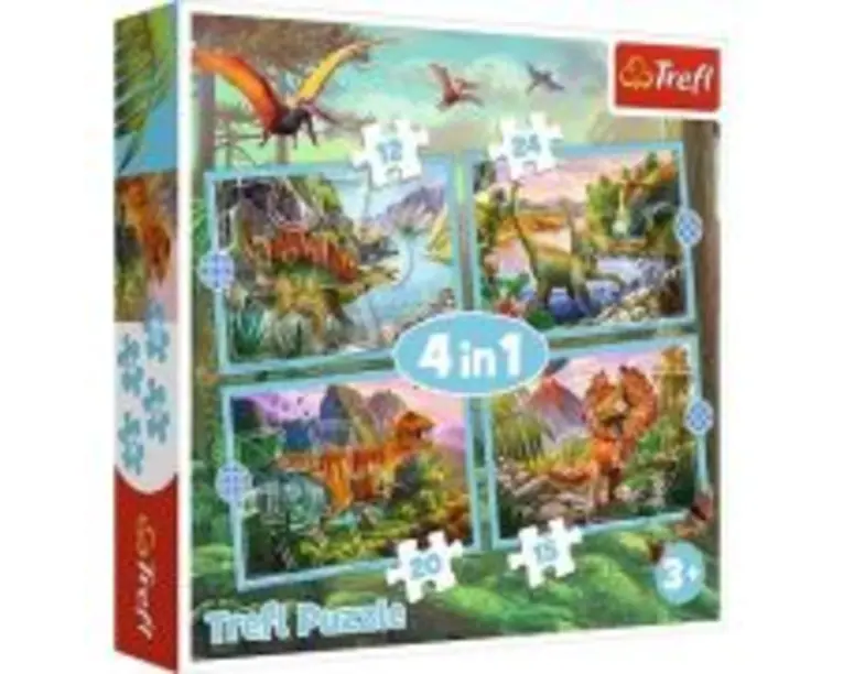 Puzzle 4in1 Lumea dinozaurilor, Trefl
