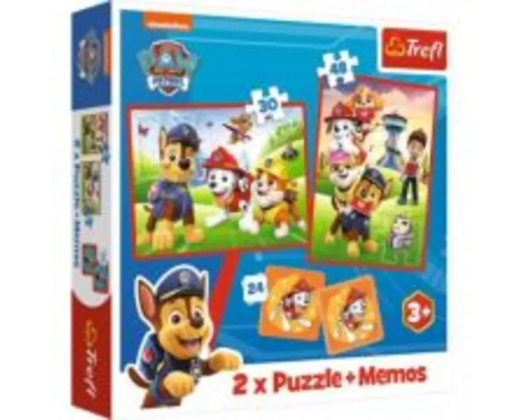 Puzzle 2-in-1 Memo Patrula Catelusilor Echipa in actiune, Trefl