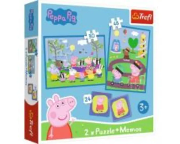 Puzzle 2-in-1 Memo Peppa Pig Momentele fericite, Trefl