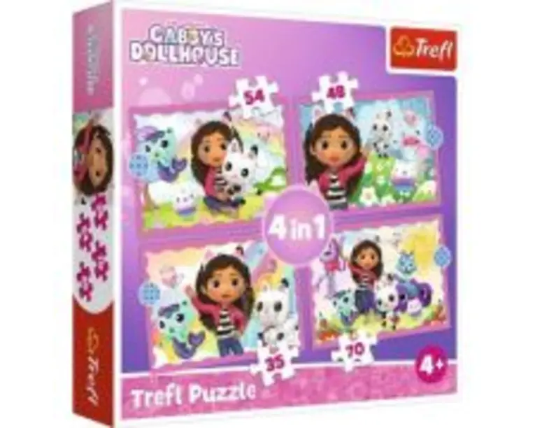 Puzzle 4in1 Gabbys Dollhouse. Aventurile lui Gabby, Trefl