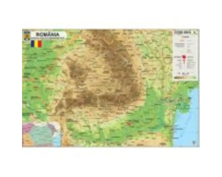 Harta Romania 50x70 cm, fizico-geografica/administrativa