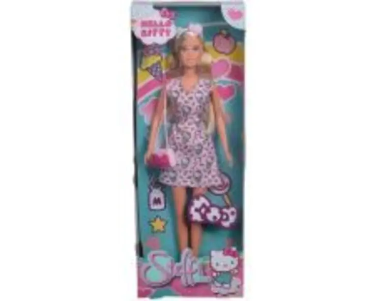 Papusa Steffi cu rochie Hello Kitty fashion roz deschis