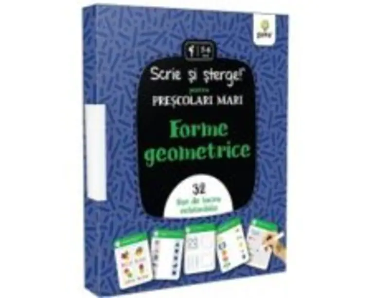 Scrie si sterge! pentru prescolari mici. Forme geometrice. 32 fise de lucru refolosibile