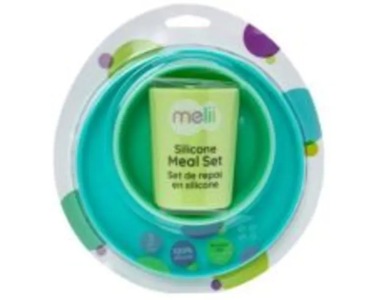 Set 3 recipiente silicon hrana bebe, blue-lime-mint, Melii