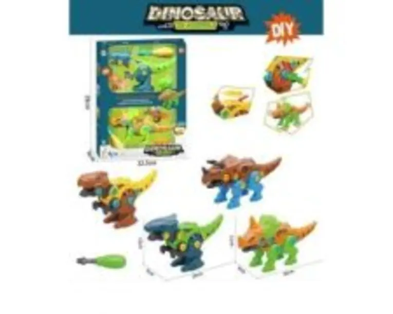 Set de construit 2 dinozauri, cu surubelnita si accesorii