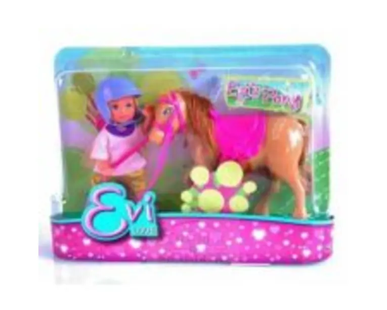 Set Papusica Evi cu calut maro deschis