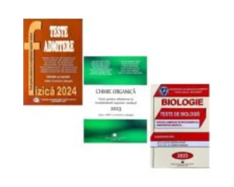 Pachet 3 carti Chimie organica, Fizica si Biologie. Teste pentru admiterea in invatamantul superior medical 2024