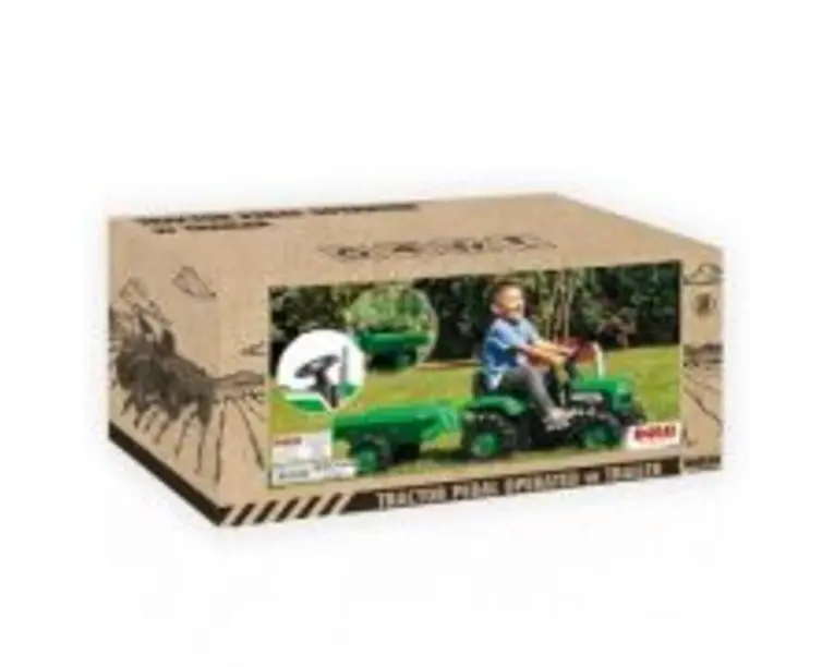 Tractor cu pedale si Remorca, verde, 53x143x45 cm