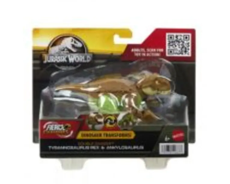 Dinozaur transformabil tyrannosaurus rex si ankylosaurus maro, Jurassic World Fierce changers Double Danger
