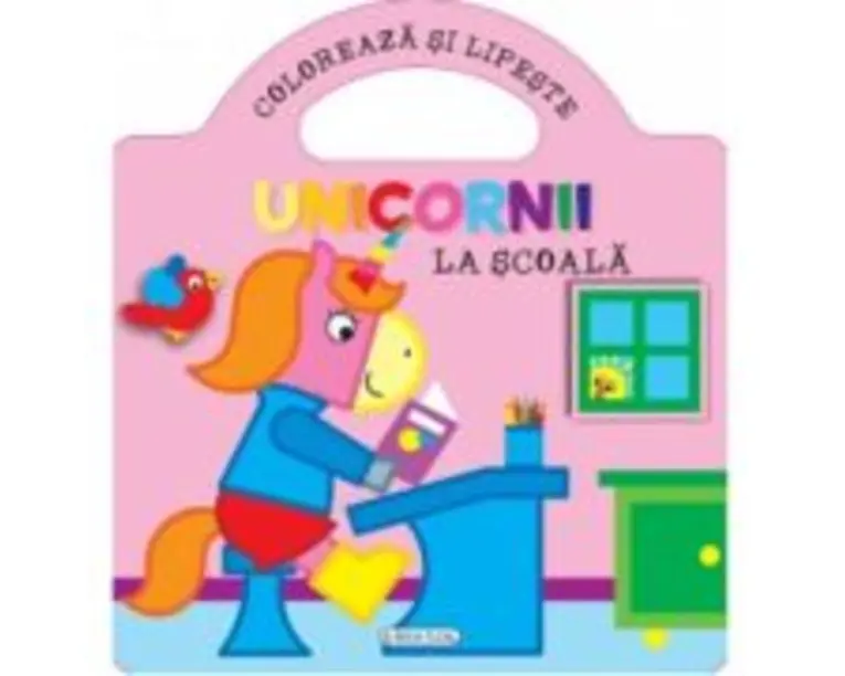 Unicornii - La scoala (Coloreaza si lipeste)