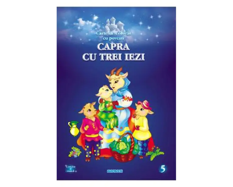 Capra cu trei iezi. Carte de colorat cu povesti