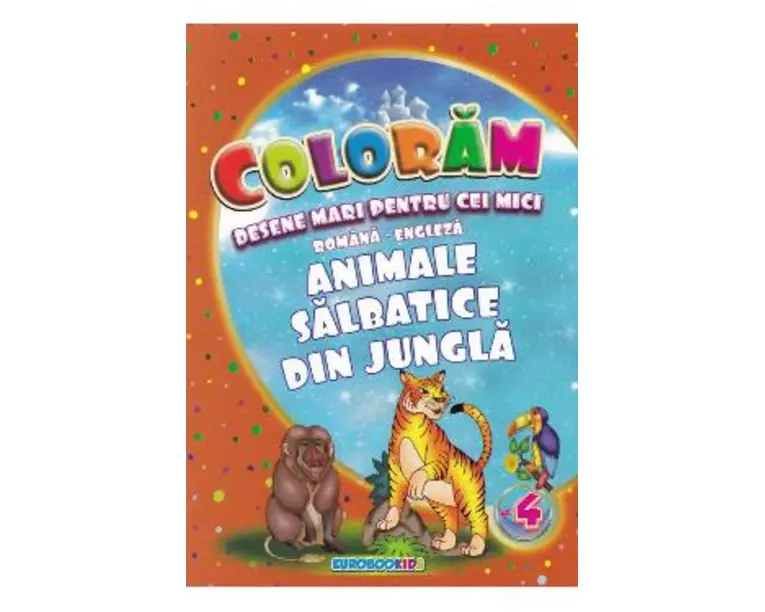 Coloram desene mari pentru cei mici: Animale salbatice din jungla