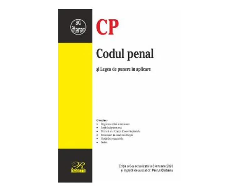 Codul penal si Legea de punere in aplicare Act. 8 ianuarie 2020