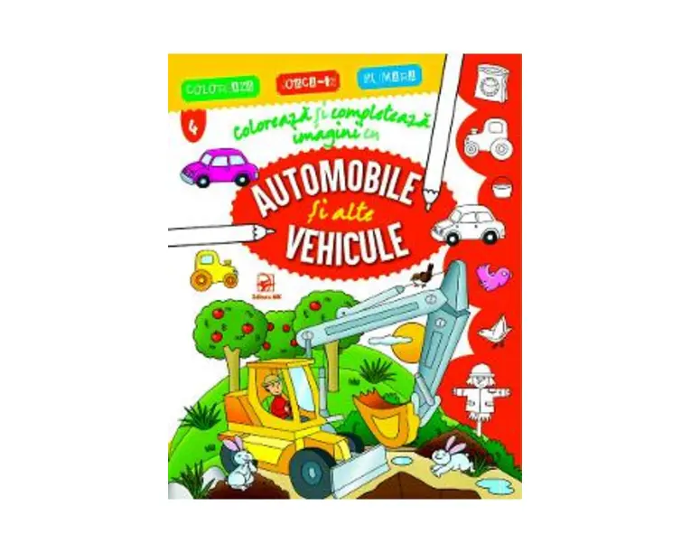 Coloreaza si completeaza imagini cu automobile si alte vehicule