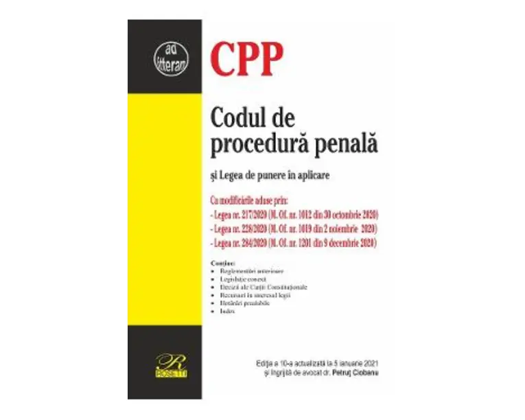 Codul de procedura penala si Legea de punere in aplicare Act. 5 ianuarie 2021