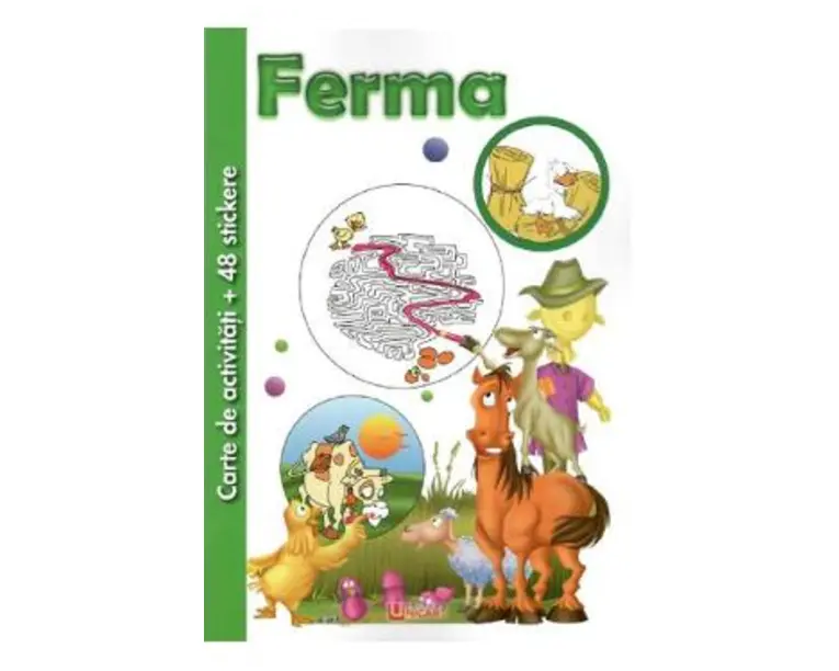 Carte de activitati cu 48 stickere: Ferma
