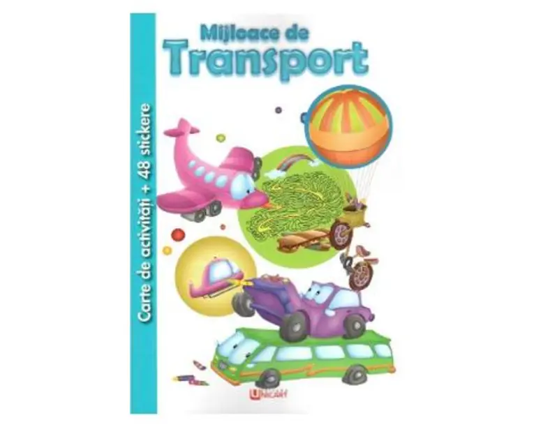 Carte de activitati cu 48 stickere: Mijloace de transport