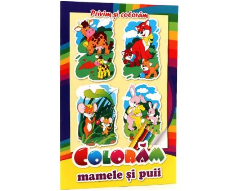 Privim si coloram. Coloram mamele si puii