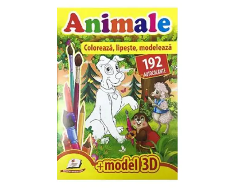 Animale. Coloreaza, lipeste, modeleaza.192 autocolante si model 3D