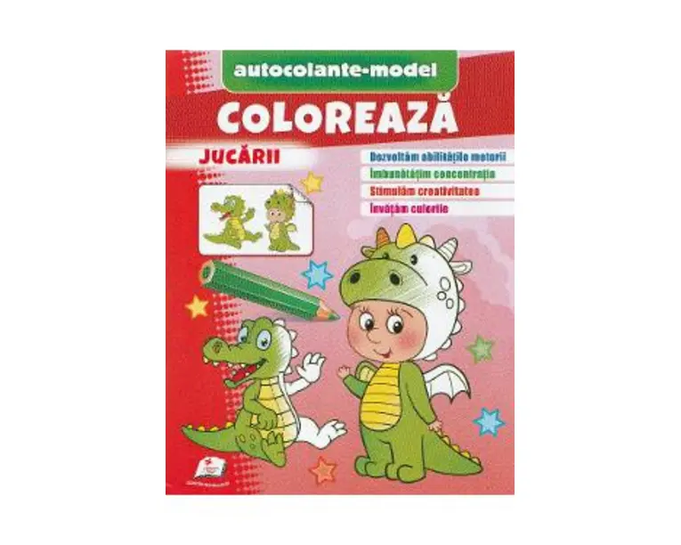 Coloreaza jucarii. Autocolante model