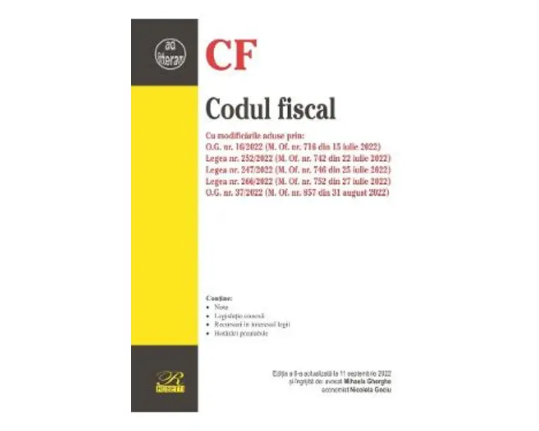 Codul fiscal Ed.6 Act. 11 septembrie 2022