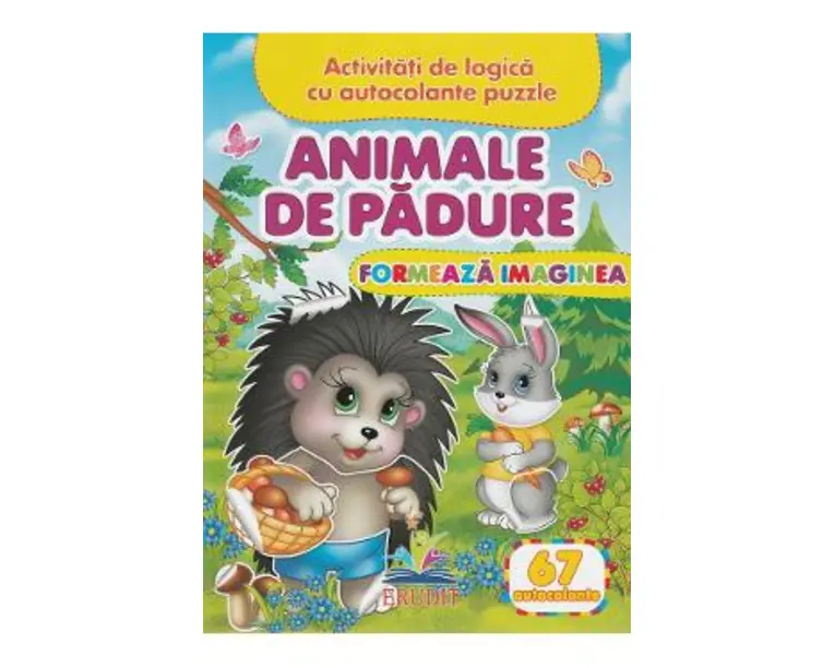 Formeaza imaginea. Animale de padure + 67 autocolante