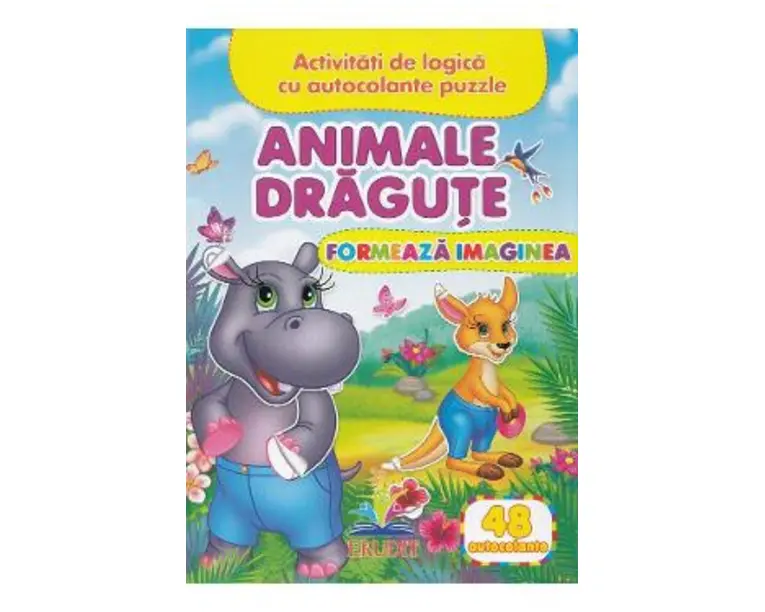 Formeaza imaginea. Animale dragute + 48 autocolante