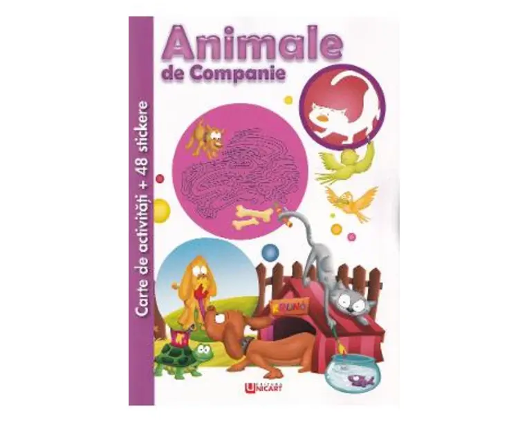 Carte de activitati cu 48 stickere: Animale de companie